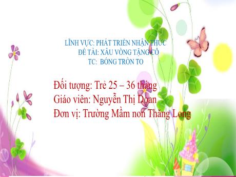 Bài giảng Lĩnh vực: Phát triển nhận thức - Đề tài: Xâu vòng tặng cô - Trò chơi: Bóng tròn to