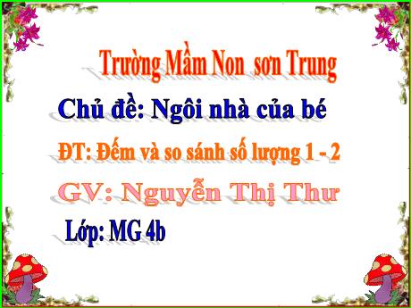 Bài giảng Mầm non Lớp Chồi - Chủ đề: Ngôi nhà của bé. Đề tài: Đếm và so sánh số lượng 1-2 - Năm học 2023-2024 - Nguyễn Thị Thư