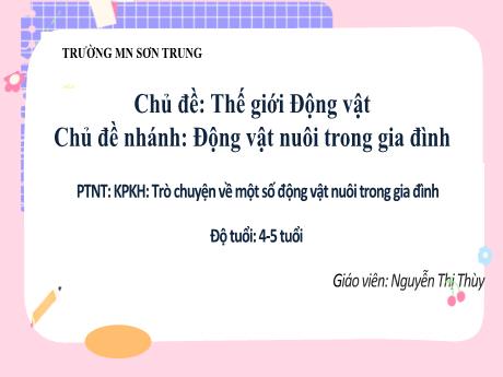 Bài giảng Mầm non Lớp Chồi - Chủ đề: Thế giới động vật. Chủ đề nhánh: Động vật nuôi trong gia đình. Đề tài: Trò chuyện về một số động vật nuôi trong gia đình - Năm học 2023-2024 - Nguyễn Thị Thùy