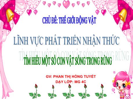 Bài giảng Mầm non Lớp Chồi - Chủ đề: Thế giới động vật. Đề tài: Tìm hiểu một số con vật sống trong rừng. Lĩnh vực: Phát triển nhận thức - Năm học 2023-2024 - Phan Thị Hồng Tuyết
