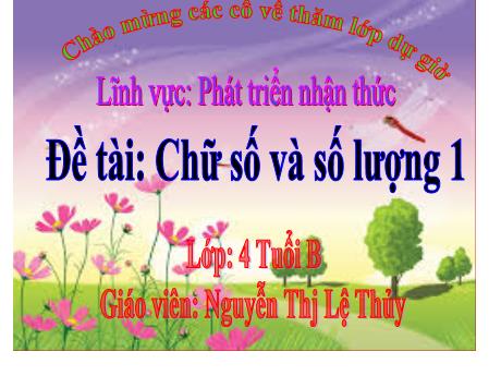 Bài giảng Mầm non Lớp Chồi - Đề tài: Chữ số và số lượng 1. Lĩnh vực: Phát triển nhận thức - Năm học 2022-2023 - Nguyễn Thị Lệ Thủy