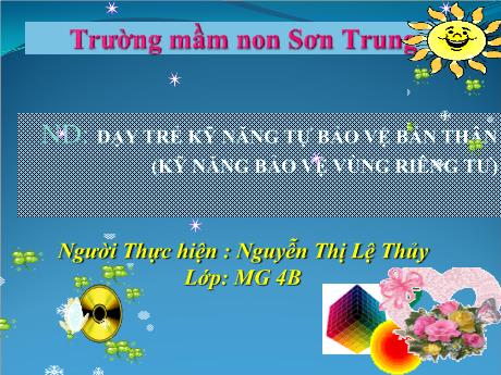 Bài giảng Mầm non Lớp Chồi - Đề tài: Dạy trẻ kỹ năng tự bảo vệ bản thân - Năm học 2022-2023 - Nguyễn Thị Lệ Thủy