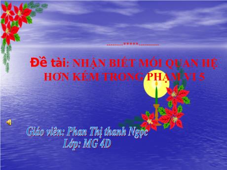 Bài giảng Mầm non Lớp Chồi - Đề tài: Nhận biết mối quan hệ hơn kém trong phạm vi 5 - Năm học 2021-2022 - Phan Thị Thanh Ngọc