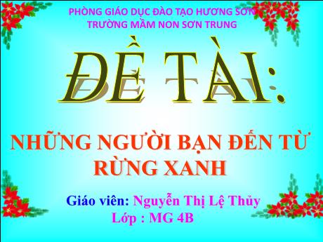 Bài giảng Mầm non Lớp Chồi - Đề tài: Những người bạn đến từ rừng xanh - Năm học 2024-2025 - Nguyễn Thị Lệ Thủy