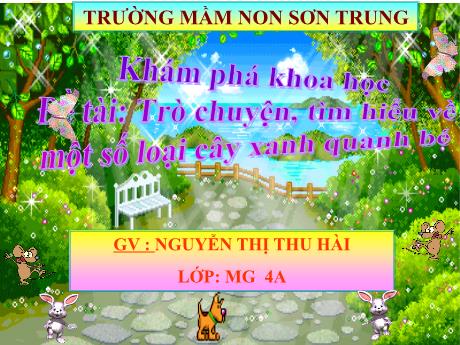 Bài giảng Mầm non Lớp Chồi - Đề tài: Trò chuyện, tìm hiểu về một số loại cây xanh quanh bé. Hoạt động: Khám phá khoa học - Năm học 2021-2022 - Nguyễn Thị Thu Hài