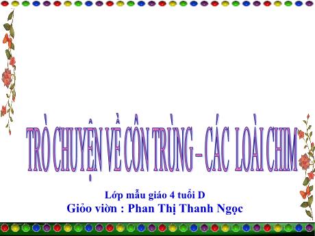 Bài giảng Mầm non Lớp Chồi - Đề tài: Trò chuyện về côn trùng – các loài chim - Năm học 2021-2022 - Phan Thị Thanh Ngọc