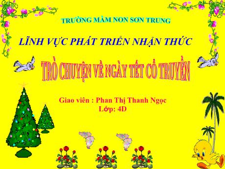 Bài giảng Mầm non Lớp Chồi - Đề tài: Trò chuyện về ngày tết cổ truyền. Lĩnh vực: Phát triển nhận thức - Năm học 2021-2022 - Phan Thị Thanh Ngọc