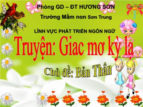 Bài giảng Mầm non Lớp Lá - Chủ đề: Bản thân. Đề tài: Truyện Giấc mơ kỳ lạ. Lĩnh vực: Phát triển ngôn ngữ - Năm học 2024-2025 - Phan Thị Thanh Ngọc