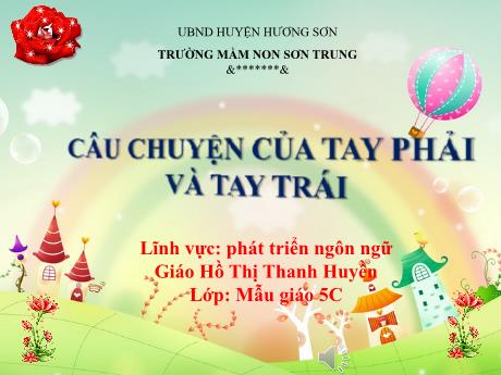 Bài giảng Mầm non Lớp Lá - Đề tài: Câu chuyện của tay phải và tay trái. Lĩnh vực: Phát triển ngôn ngữ - Năm học 2024-2025 - Hồ Thị Thanh Huyền
