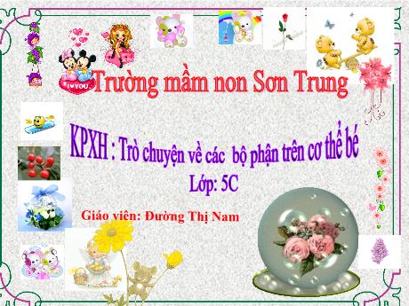 Bài giảng Mầm non Lớp Lá - Đề tài: Khám phá xã hội Trò chuyện về các bộ phận trên cơ thể bé - Năm học 2021-2022 - Đường Thị Nam