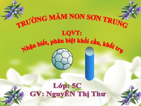 Bài giảng Mầm non Lớp Lá - Đề tài: Khối cầu - Khối trụ. Hoạt động: Nhận biết và phân biệt. Lĩnh vực: Phát triển nhận thức - Năm học 2021-2022 - Nguyễn Thị Thư