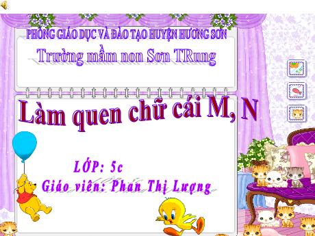 Bài giảng Mầm non Lớp Lá - Đề tài: Làm quen chữ cái m, n - Năm học 2021-2022 - Phan Thị Lượng