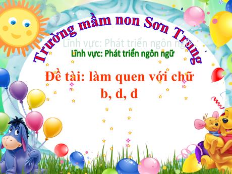 Bài giảng Mầm non Lớp Lá - Đề tài: Làm quen với chữ b, d, đ. Lĩnh vực: Phát triển ngôn ngữ - Năm học 2024-2025 - Thái Thị Phương Lan