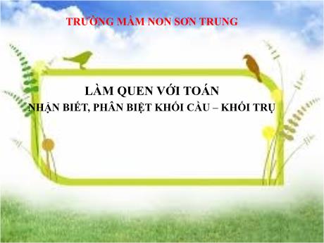 Bài giảng Mầm non Lớp Lá - Đề tài: Nhận biết, phân biệt khối cầu - Khối trụ. Hoạt động: Làm quen với Toán - Năm học 2024-2025 - Phan Thị Thanh Ngọc