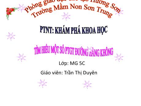 Bài giảng Mầm non Lớp Lá - Đề tài: Tìm hiểu một số phương tiện giao thông đường hàng không. Hoạt động: Khám phá khoa học - Năm học 2023-2024 - Trần Thị Duyên