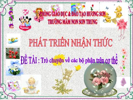 Bài giảng Mầm non Lớp Lá - Đề tài: Trò chuyện về các bộ phận trên cơ thể. Lĩnh vực: Phát triển nhận thức - Năm học 2024-2025 - Nguyễn Thị Hồng Nhung