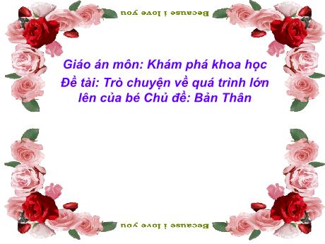 Bài giảng Mầm non Lớp Mầm - Chủ đề: Bản thân. Đề tài: Trò chuyện về quá trình lớn lên của bé - Năm học 2024-2025 - Phan Thị Lượng