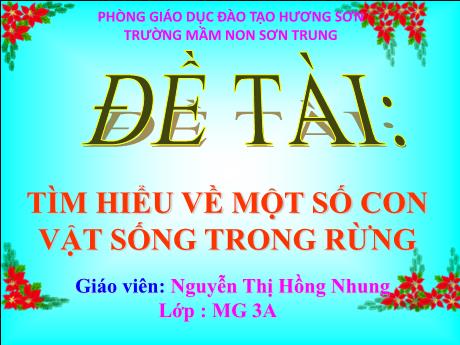 Bài giảng Mầm non Lớp Mầm - Đề tài: Tìm hiểu về một số con vật sống trong rừng - Năm học 2021-2022 - Nguyễn Thị Hồng Nhung