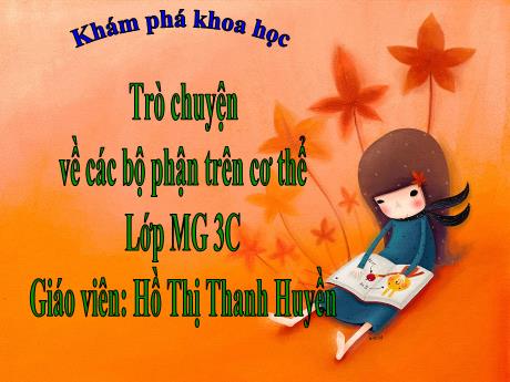 Bài giảng Mầm non Lớp Mầm - Đề tài: Trò chuyện về các bộ phận trên cơ thể. Hoạt động: Khám phá khoa học - Năm học 2021-2022 - Hồ Thị Thanh Huyền