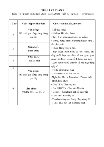 Kế hoạch giáo dục Mầm non Lớp Nhà trẻ - Tháng 1/2025 (GV: Nguyễn Thị Hà - Trường MN Thanh Hưng - Năm học 2024-2025)
